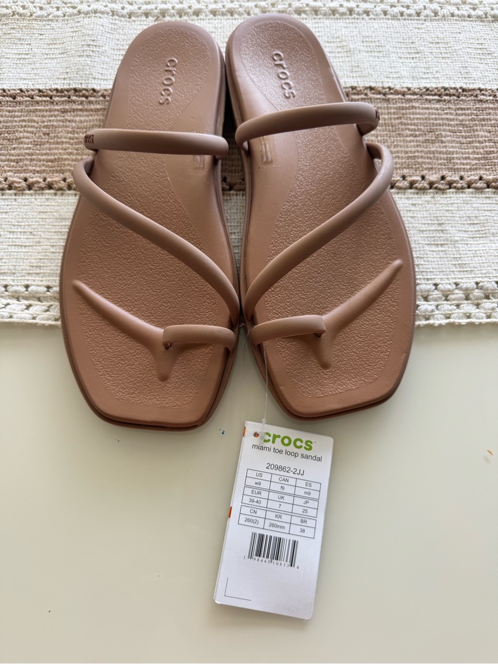 CROCS Miami Toe Loop Sandal in Taupe